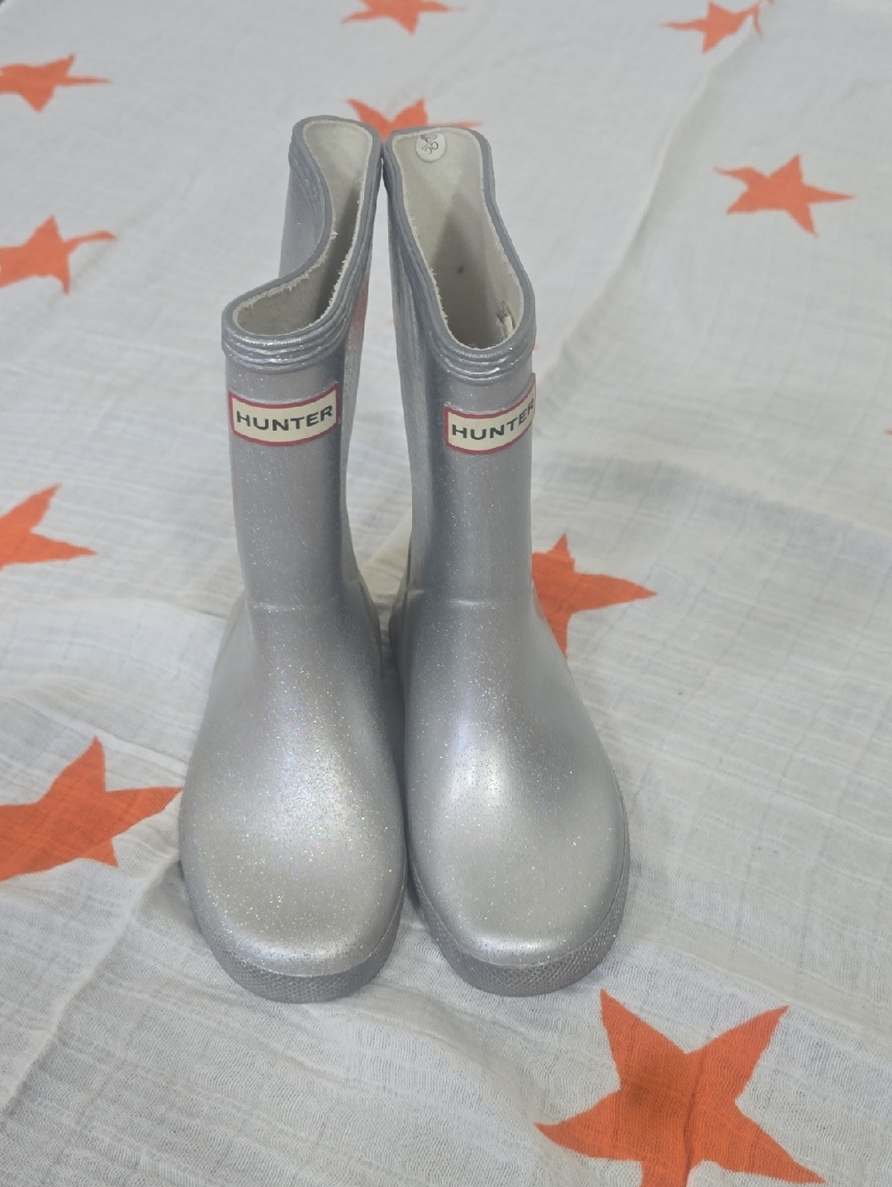 Hunter Kids Silver Glitter Wellies
